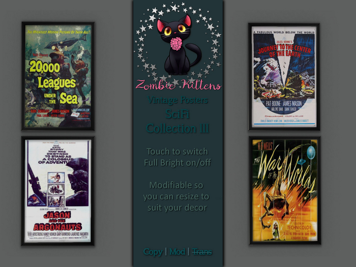 Second Life Marketplace - [Zombie Kittens] Vintage Movie Posters SCIFI III